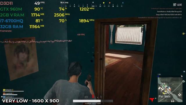 PUBG GTX 960M | Frame-rate Benchmark Test | 1080p/900p/Very Low Settings смотреть онлайн