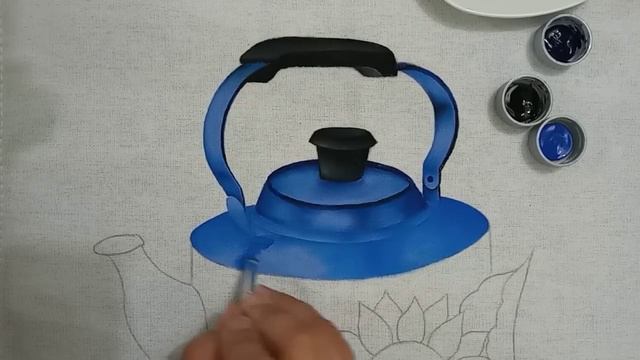 Chaleira Azul com Girassol Pintura em Tecido Parte 1 - Aula 349 - Bruno Silva смотреть онлайн