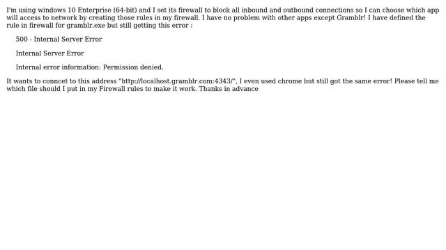 Gramblr conflict with firewall (500 - internal server error) смотреть онлайн