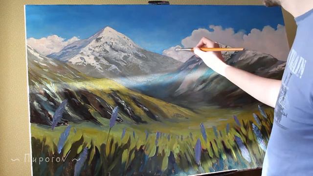 Пейзаж масляными красками. oil painting смотреть онлайн