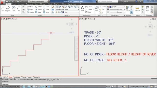 How to Draw Staircase Plan & Section in AutoCad (Hindi ) смотреть онлайн