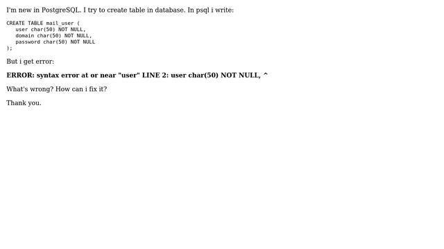 Databases: PostgreSQL CREATE TABLE error (2 Solutions!!) смотреть онлайн