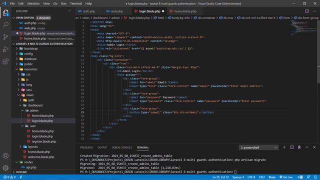 Laravel 8 Multi Guards Authentication смотреть онлайн