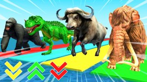 Беги быстрее, игра с гориллой, зомби-тиранозавром, тигром, мамонтом, медведем