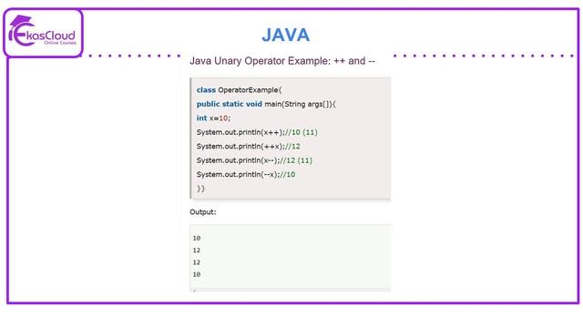 #Java Unary Operator Example | Ekascloud | English смотреть онлайн