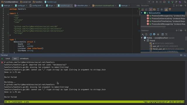 Пишем «социальную сеть» на go (golang), часть 10, cockroachdb, облако смотреть онлайн