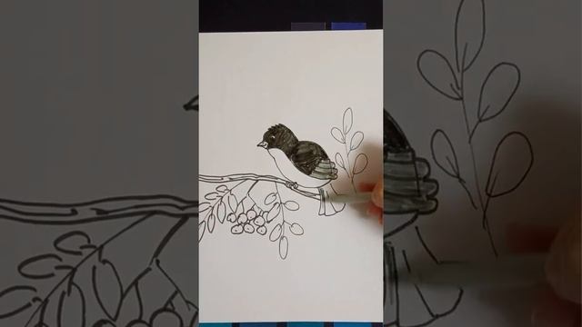 Рисуем снегиря на ветке рябины фломастером смотреть онлайн