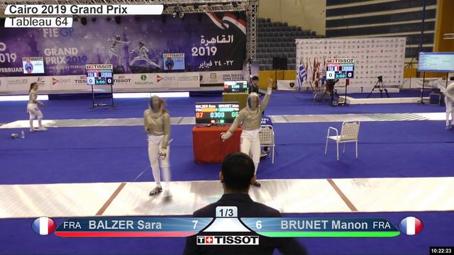 2019 152 T64 12 F S Individual Cairo EGY GP RED BALZER FRA vs BRUNET FRA смотреть онлайн