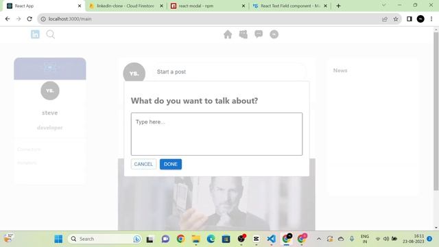 Part 4 | LinkedIn clone | Adding post | React js website | React js, firebase, Material UI смотреть онлайн