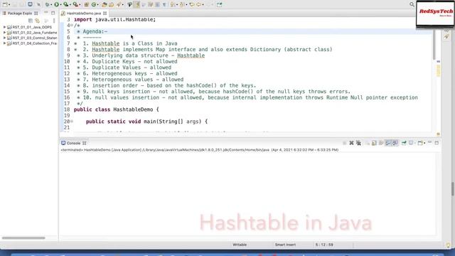 # 103 Hashtable in Java | Hashtable (Java Platform SE 8 ) | Hashtable|Java Hashtable|Java|RedSysTec смотреть онлайн