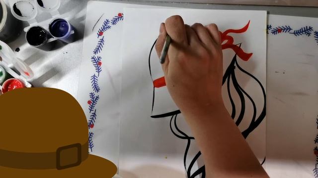 Рисуем Силуэт "Дама в шляпе" смотреть онлайн