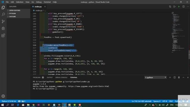 snake game with PyGame. Python смотреть онлайн