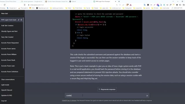 User panel login using php programming language and mysql with ChatGPT смотреть онлайн