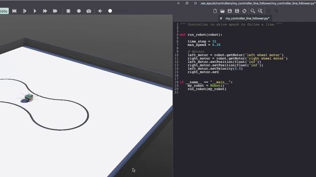 Webots Tutorial: Line Follower Robot using epuck // Controller code in Python смотреть онлайн
