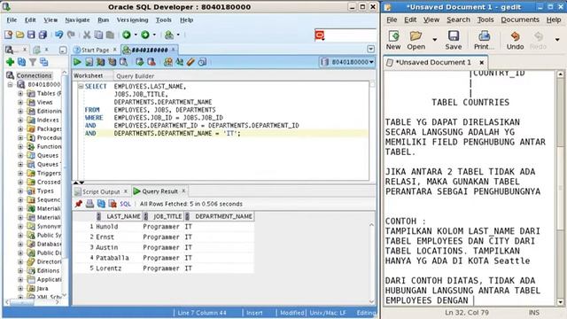 Menampilkan record yang berasal dari beberapa tabel menggunakan perintah SQL Oracle - Bagian 3 смотреть онлайн
