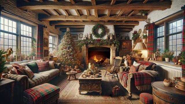 Relax at Christmas Chill Music in an Cosy English Cottage with Crackling Fireplace смотреть онлайн