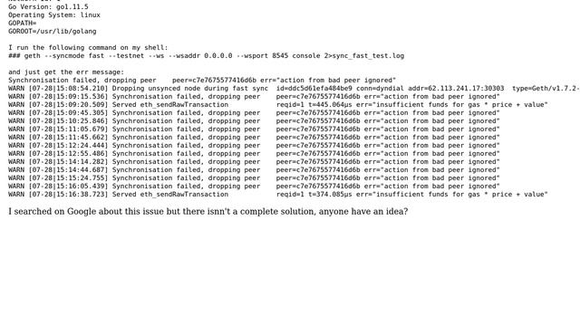 geth node sync err="action from bad peer ignored" смотреть онлайн