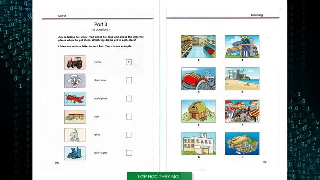 Movers 5 Tests 2 SKILLS BUILDER 2 - Listening UNIT 2 (Có ĐÁP ÁN & SÁCH PDF ở Phần Mô Tả)