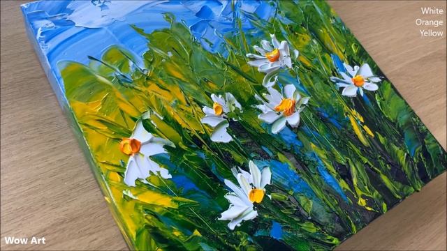 Daily Challenge #192 / Thick Art / White Daisy Flowers With Butterfly