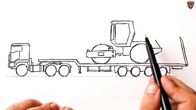 How to draw a Truck carrying Road roller смотреть онлайн