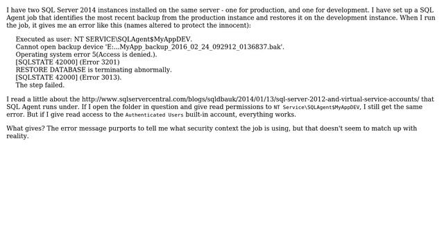 File permissions for SQL Server 2014 virtual account смотреть онлайн