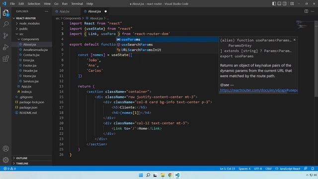REACT ROUTER #009 HOOK USEPARAMS смотреть онлайн