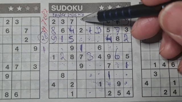Tuesday. Bonus Extra Edition (#7287) Three Stars Sudoku Puzzle  10-17-2023 Extra Part 1 Of 4