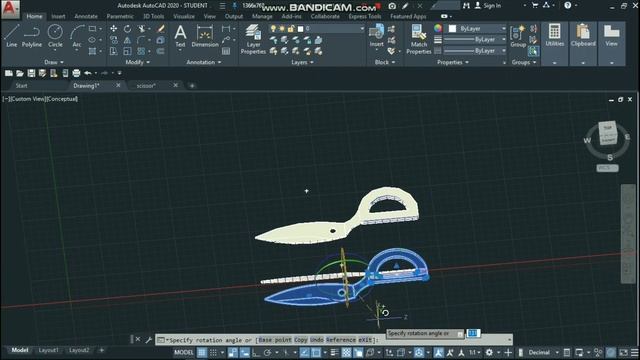 3D SCISSOR USING AUTOCAD 2020 смотреть онлайн