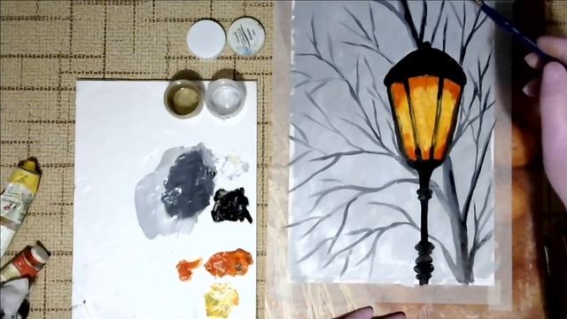Художники от слова ХОРОШО! Фонарь. Масло (гуашь, акрил). Painting for beginners. смотреть онлайн