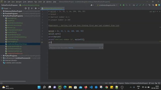 Python Practice Programs: Finding Smallest and Largest number from List смотреть онлайн