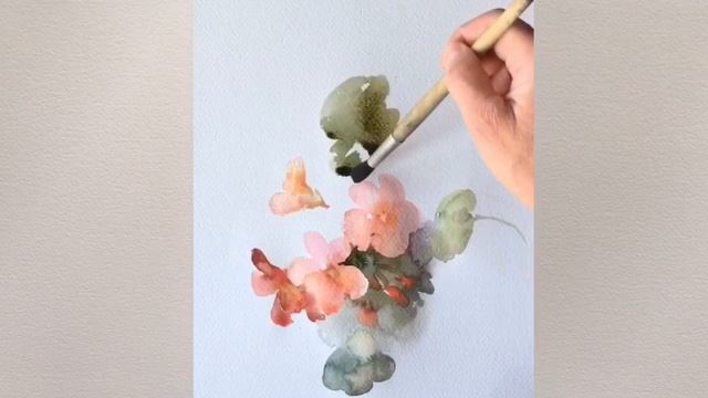 Герань, акварель / watercolor смотреть онлайн
