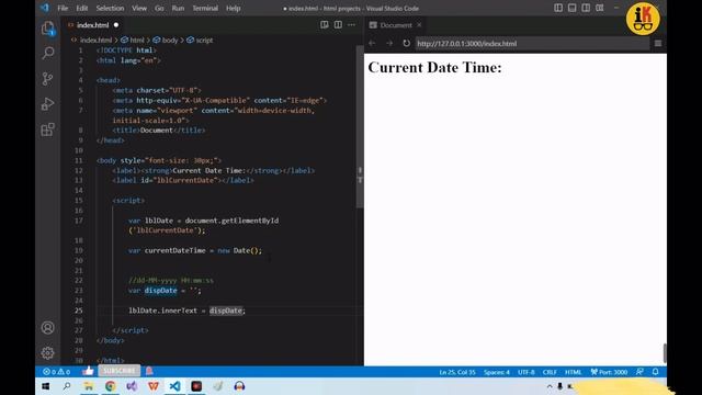 Display Current Date Time in HTML using JavaScript | JavaScript Tutorial | Tamil смотреть онлайн