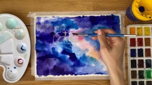 Как нарисовать космос акварелью | Рисунок для начинающих
