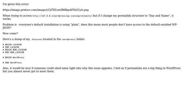 Wordpress: Why does /wp-json/ not work on the "plain" permalink structure? смотреть онлайн