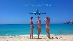 Пляж Махо. Взлёты и посадки самолётов на о. Saint Martin