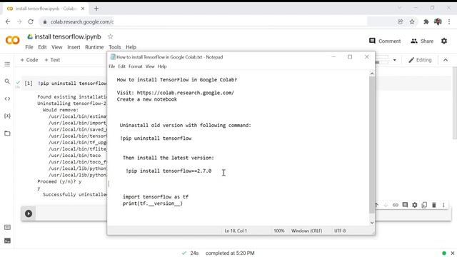 How to install TensorFlow in Google Colab? смотреть онлайн