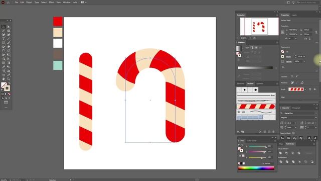 КАК НАРИСОВАТЬ РОЖДЕСТВЕНСКУЮ КОНФЕТУ. ПРОСТОЙ СПОСОБ. Урок в Adobe Illustrator (в Иллюстраторе) смотреть онлайн