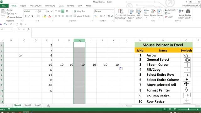 Mouse pointer shapes in Excel Different shapes of Mouse Pointer in Excel смотреть онлайн