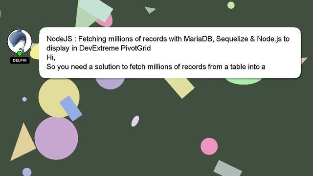 NodeJS : Fetching millions of records with MariaDB, Sequelize & Node.js to display in DevExtreme Pi смотреть онлайн