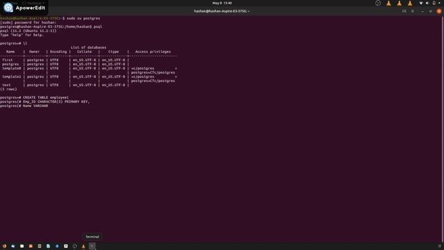 how to CREATE a simple table with the Constraints in postgreSQL (on your ubuntu machine) смотреть онлайн