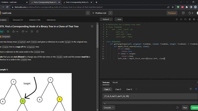 Find a Corresponding Node of a Binary Tree in a Clone of That Tree LeetCode смотреть онлайн