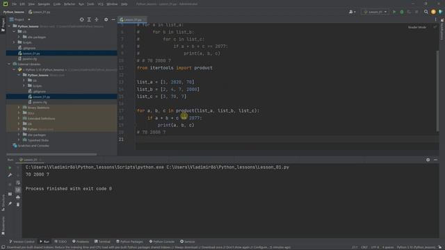 Python itertools. Хитрый способ избежать вложенных циклов смотреть онлайн
