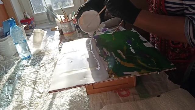 Заколдованный лес! мои акриловые заливки. Учусь. смотреть онлайн