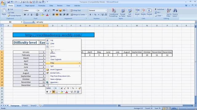 Change Row To Columns With Transpose Formula In Excel
