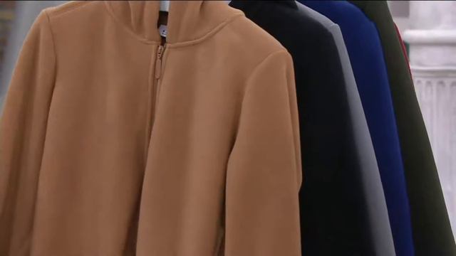 Denim & Co. Fleece Zip Front Jacket with Sherpa Lining and Hood on QVC смотреть онлайн