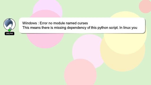 Windows : Error no module named curses смотреть онлайн