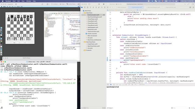 Java Chess 036(macOS Cocoa 061):Playing chess between Swift and Java on 2 physical computers смотреть онлайн