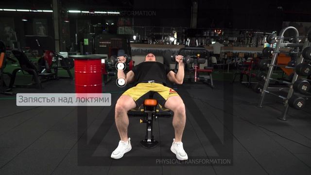 Жим с гантелями на наклонной скамье (35 градусов) (Incline Dumbbell Press (35 degrees) смотреть онлайн