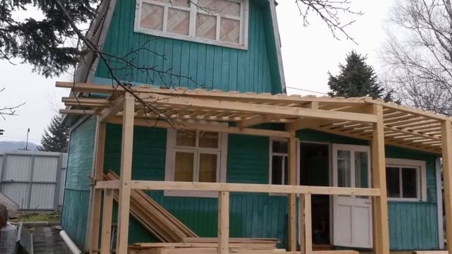 Открытая терраса к дачному домику ( 2.40*7.00 м. ) 2017 год смотреть онлайн