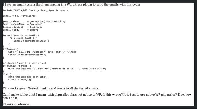 Wordpress: Should I use wp_mail or PHP's mail? смотреть онлайн